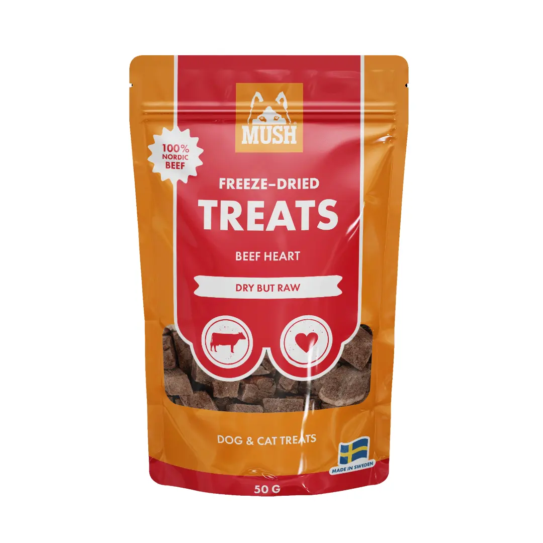 MUSH Treat Oksehjerte 55 g - naturlige frysetørrede hundesnacks